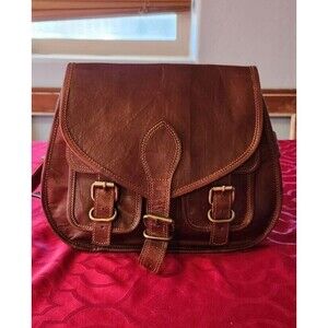 Vintage Firu Handmade Womens Brown Leather Goat Hide Crossbody Shoulder Bag